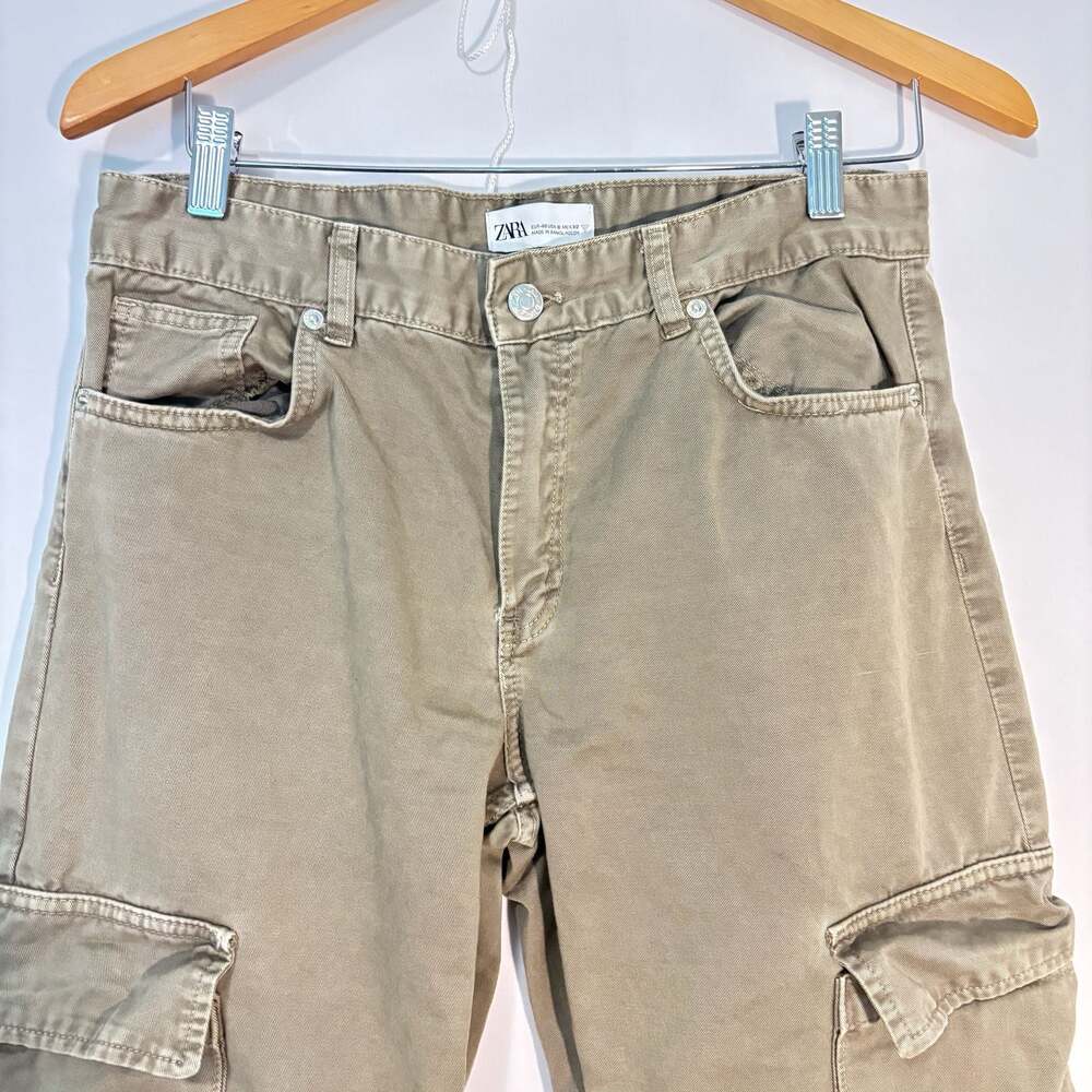 Zara Wide Leg Cargo Pants Women Size 8 Y2K Utility Gorpcore military - Picture 3 of 7